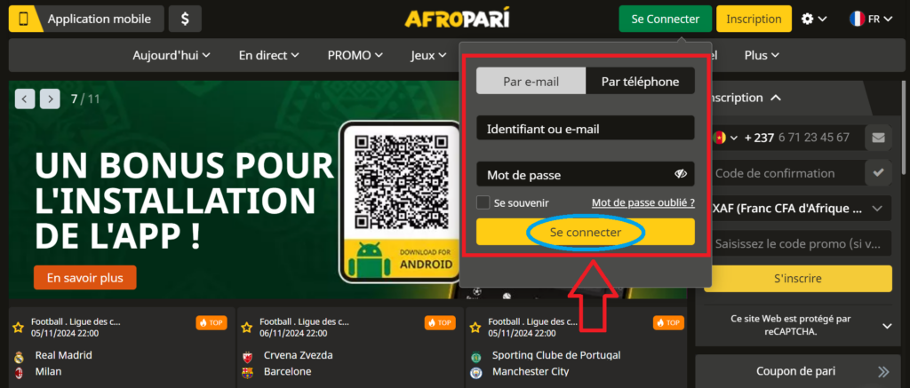 Le simple login Afropari