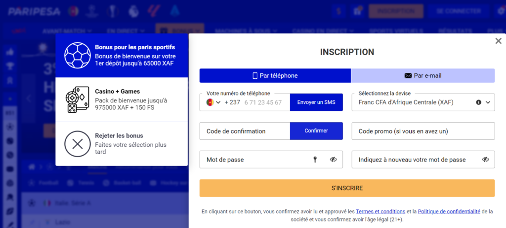 L'inscription Paripesa à simple 