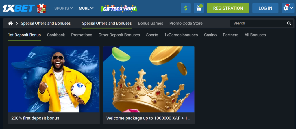 Claiming a 1xBet bonus and other similar incentives